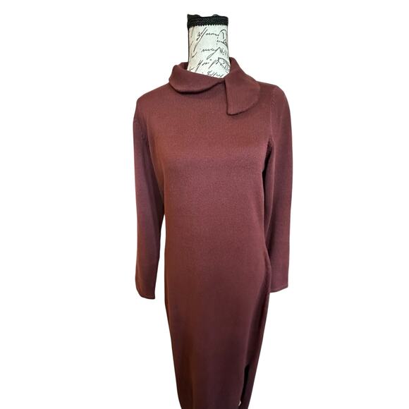 EUC VTG Peruvian Connection Maroon 100% Pima Cotton Sweater Dress Size M Preppy - Picture 1 of 9